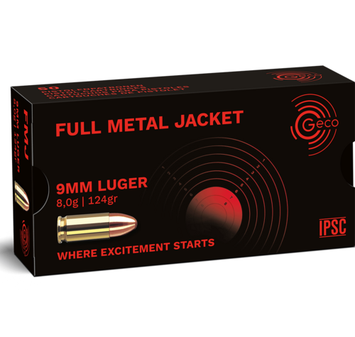 GECO 9MM LUGER 124GR FMJ Tombak (50 ROUNDS)