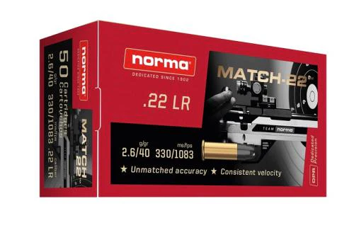 NORMA 22LR MATCH 40gr LRN (50 Pack)