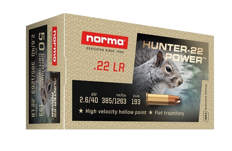 NORMA 22LR Hunter-22 Power 40gr High Velocity HP 50 Pack