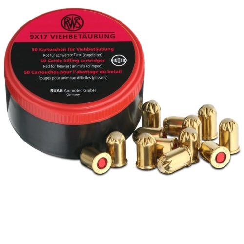 RWS 9×17 Captive Bolt Cartridges Red 50 Pack (Heaviest Animals)