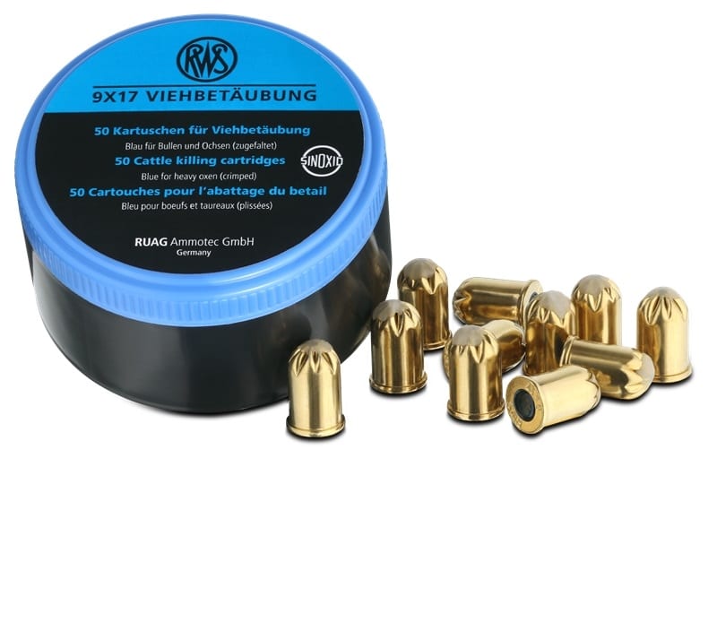 RWS 9×17 Captive Bolt Cartridges Blue 50 Pack (Bulls)