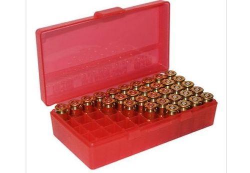 MTM 9MM 50 RD HINGED TOP AMMO BOX (RED)