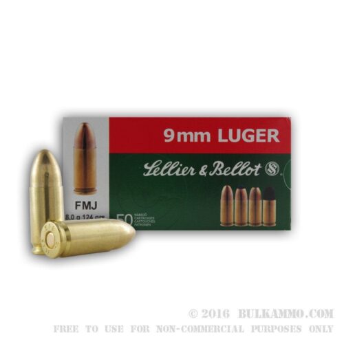 SELLIER BELLOT 9MM LUGER 124gr FMJ 50 PACK