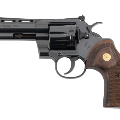 COLT PYTHON BLUED FINISH 357 MAG 4.25 INCH BARREL FACTORY CHECKERED TIMBER GRIPS6 SHOT