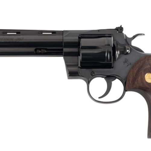 COLT PYTHON BLUED FINISH 357 MAG 6 INCH BARREL FACTORY CHECKERED TIMBER GRIPS6 SHOT