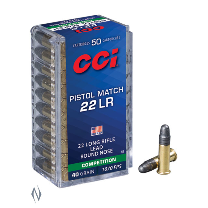 CCI 22LR PISTOL MATCH 40GR LRN 1070FPS – 500 ROUNDS