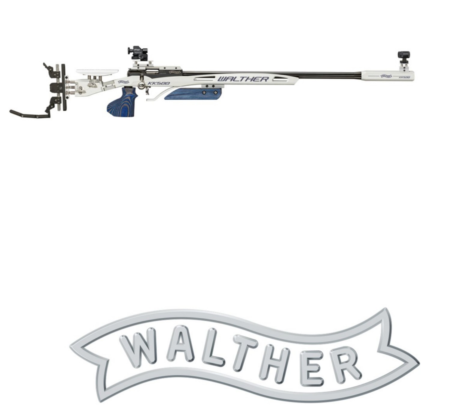 Walther KK500 Expert Mechcanical Trigger, .22LR, BIOMETRIC-Grip, Blue Angel, Left Size M