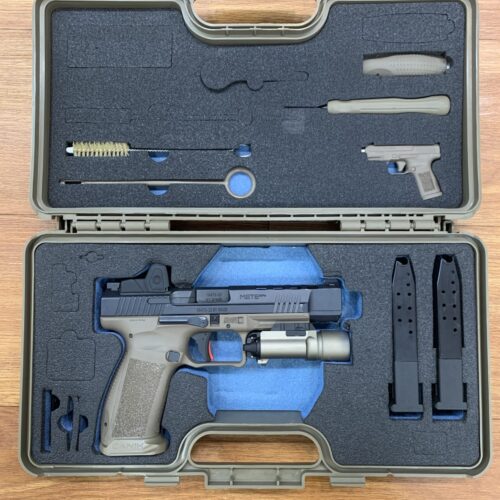 USED CONSIGNMENT CANIK METE SFx – 9X19MM 10 SHOT 132MM – TAN / BLACK – 3x MAGS TOTAL – ORIG CASE W/ ACCESSORIES