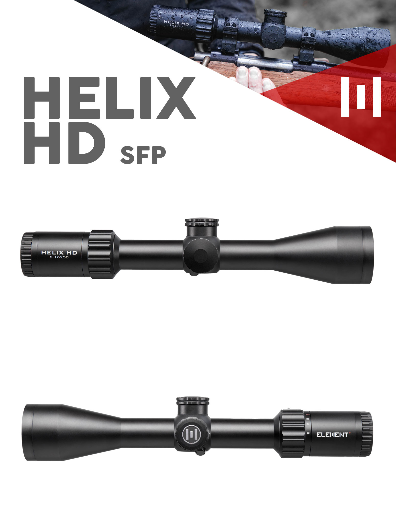 Element Optics Helix HD 2-16X50 (RAPTOR MRAD, SFP)