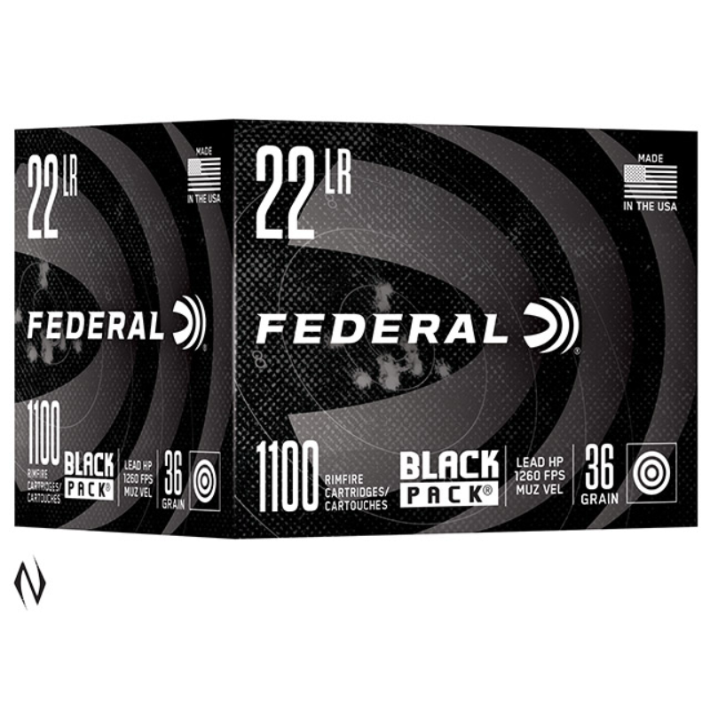 FEDERAL 22LR 36GR LEAD HP BLACK PACK 1260FPS (1100 PK)