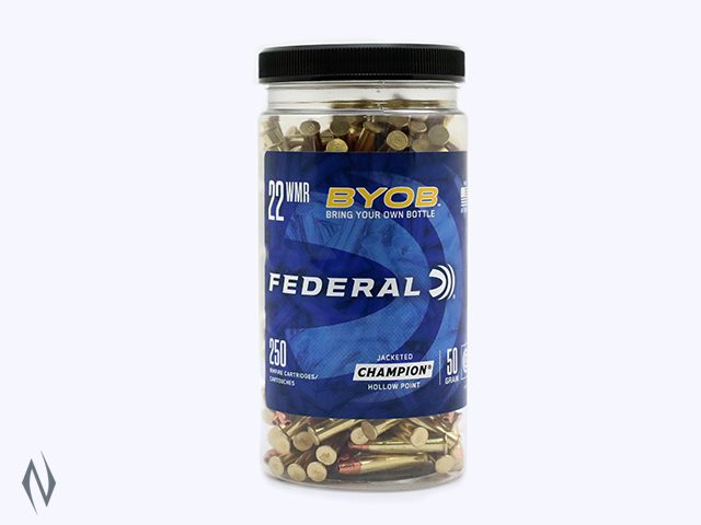 FEDERAL 22WMR 50GR JHP 250 RND BOTTLE
