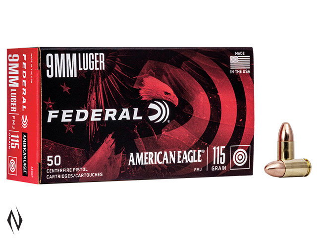 FEDERAL 9MM LUGER 115GR FMJ AMERICAN EAGLE (50 PACK)