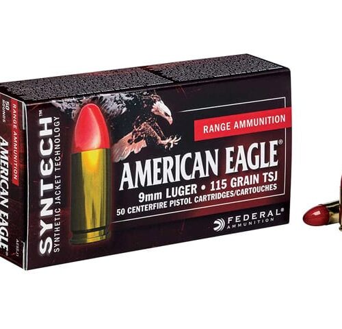 FEDERAL 9MM LUGER 124GR TSJ SYNTHETIC JACKET AMERICAN EAGLE (50pcs)