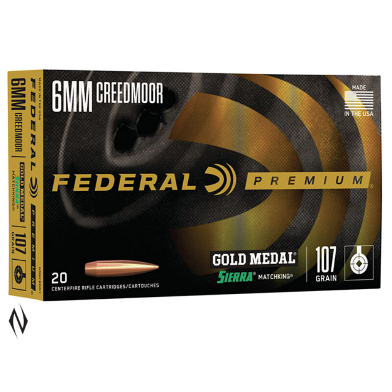 FEDERAL 6MM CREEDMOOR 107GR MATCHKING GOLD MEDAL (20 PACK)