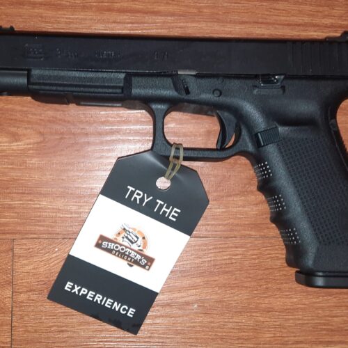 USED CONSIGNMENT GLOCK 34 GEN 4 – 9X19MM – SEMI AUTO – 2X MAGAZINES – FIXED REAR SIGHT W/ FIBRE OPTIC FRONT SIGHT