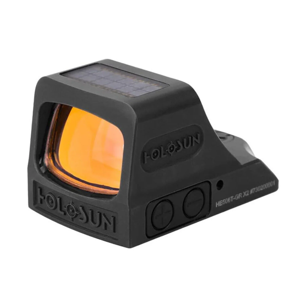 Holosun HE508T-GR-X2 Miniature Reflex Sight Titanium Housing 2 MOA Dot / 32 MOA Circle Dot – Solar / Battery – GREEN