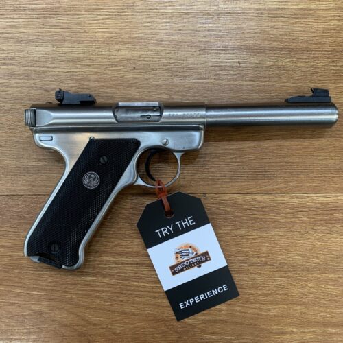 USED RUGER MKII 22LR STAINLESS TARGET – 140MM BRL – 10 SHOT (1X MAG)