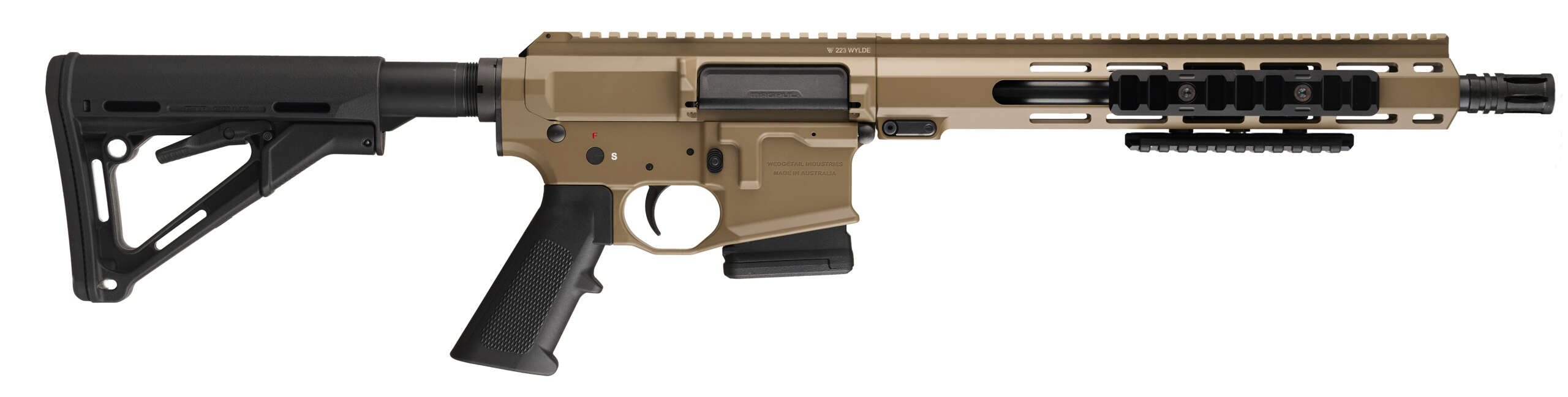 WEDGETAIL MPR MICRO 223 PUMP ACTION RIFLE WITH 1 X 10 ROUND MAGAZINE AND 13 INCH BARREL – FLAT DARK EARTH