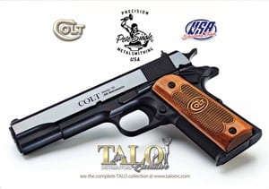 COLT LIGHT WEIGHT GOVERNMENT LIMITED EDITION 1 OF 100 45ACP, 7 SHOT RAILED FRAME CHECKERED GRIPS 5INCH NATIONAL MATCH BARREL