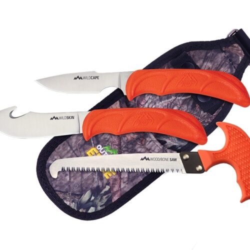 OUTDOOR EDGE WildGuide (3-pack Caping Knife/Gut-hook Skinner/T-handle wood bone saw)
