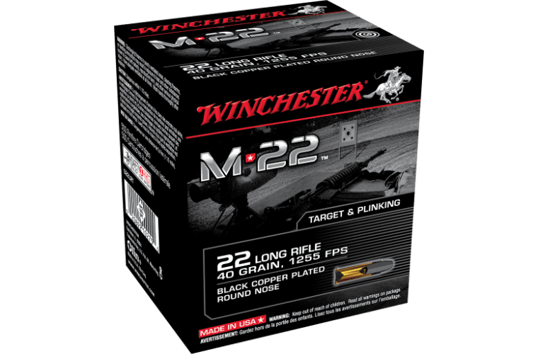 WINCHESTER M22 22LR 40GR BLACK COPPER PLATED ROUND NOSE (500 PACK)
