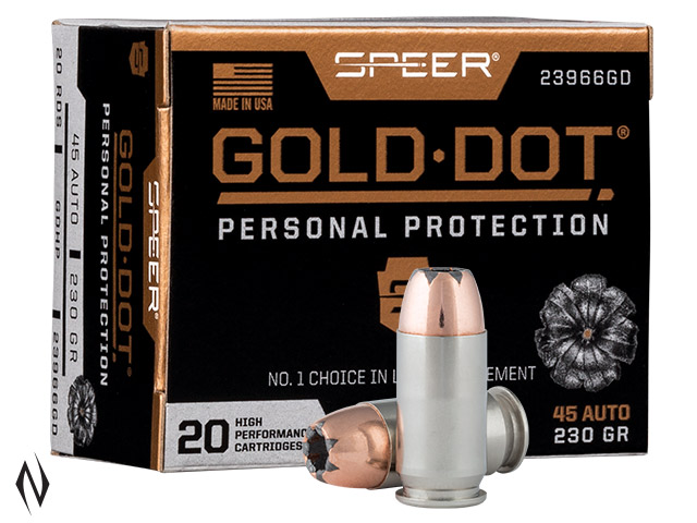 SPEER AMMO 45 ACP 230GR HP GOLD DOT 20 ROUNDS