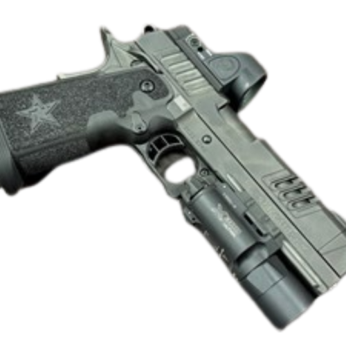 STACCATO 2011 XC 9MM 10 SHOT CASED – TWO MAGS – TRIJICON SRO OPTIC – SUREFIRE X300 ULTRA LIGHT