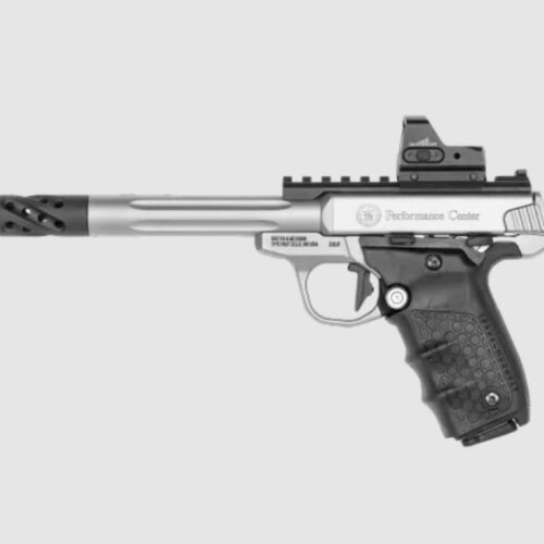 SMITH and WESSON SW22 VICTORY 22LR , 10 SHOT STAINLESS STEEL TWO MAGS WITH COMPENSATOR