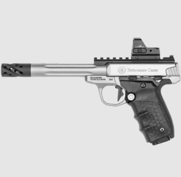 SMITH and WESSON SW22 VICTORY 22LR , 10 SHOT STAINLESS STEEL TWO MAGS WITH COMPENSATOR