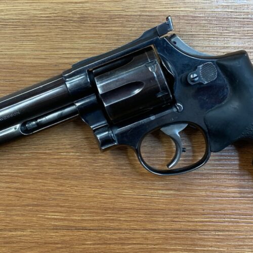 USED SMITH AND WESSON MOD. 586 – 357 MAGNUM – 150MM BRL – RUBBER GRIPS – BOBBED HAMMER – ADJ REAR SIGHT