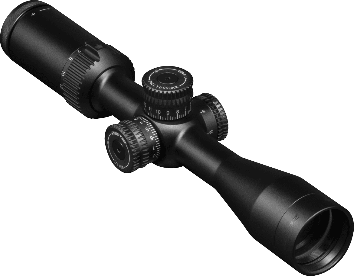 ZERO TECH VENGEANCE 3-12X40 WITH 1 INCH TUBE – POP LOCK TURRETS AND DUPLEX REICLE (MOA)