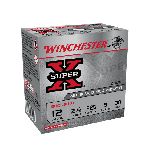 WINCHESTER BUCKSHOT 12G 00 BUCK 2-3/4 INCH 9 PELLET (250 RDS)