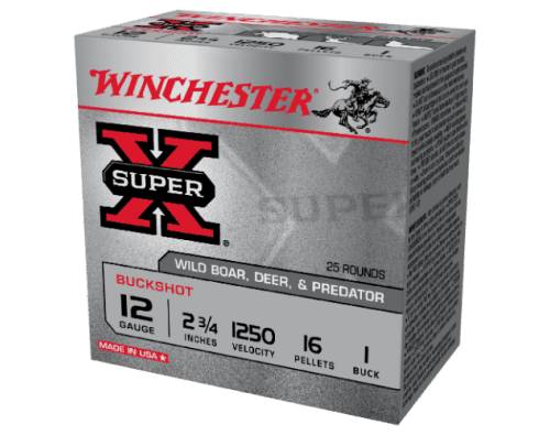 WINCHESTER BUCKSHOT 12G No1 BUCK 2 3/4 INCH 16 PELLET (25 ROUNDS)