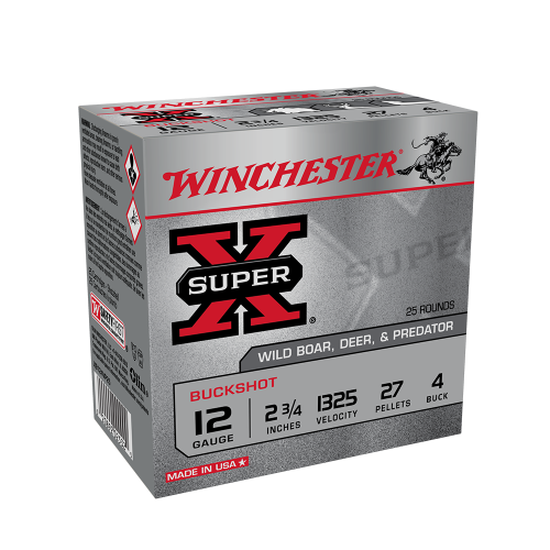WINCHESTER BUCKSHOT 12G AAA/4 BUCK 2-3/4 INCH 27 PELLET (250 RDS)