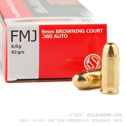 S & B 380AUTO 92gr FMJ (50 ROUNDS)