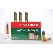 9MM LUGER 124gr LRN (50 PACK) SELLIER and BELLOT